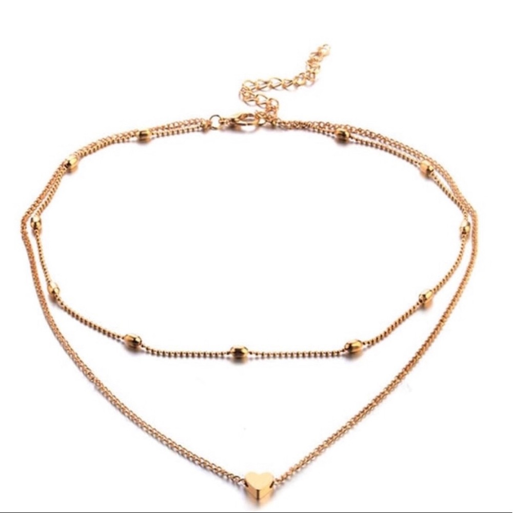 Gold Heart Dotted Choker - Picture 4 of 4